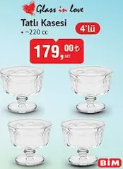 GLASS İN LOVE 4'LÜ TATLI KASESİ 220 CC